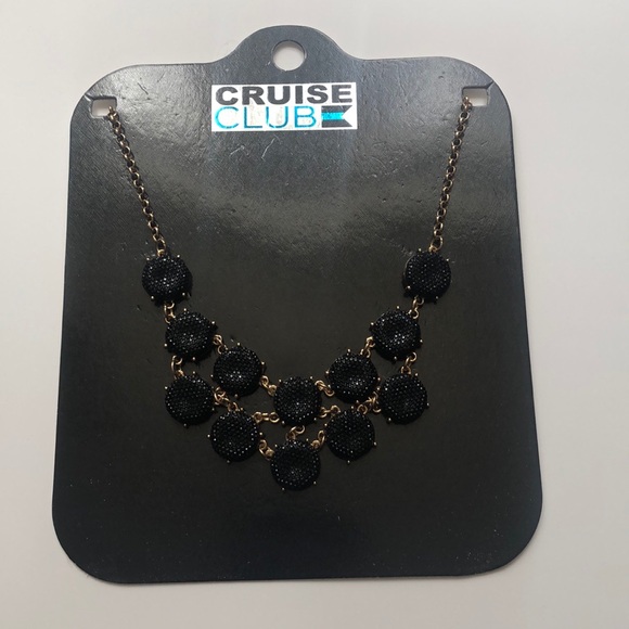 Cruise Club Statement Necklace Black Gold Bubble - Picture 2 of 5